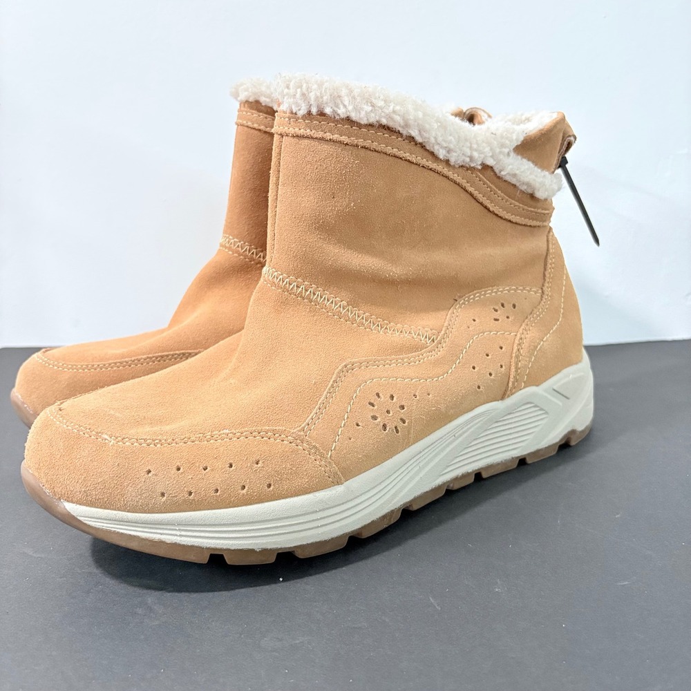 Earth Journey Verve Boot 11M Amber Multi Gorpcore Leather Faux Fur Zip Ankle